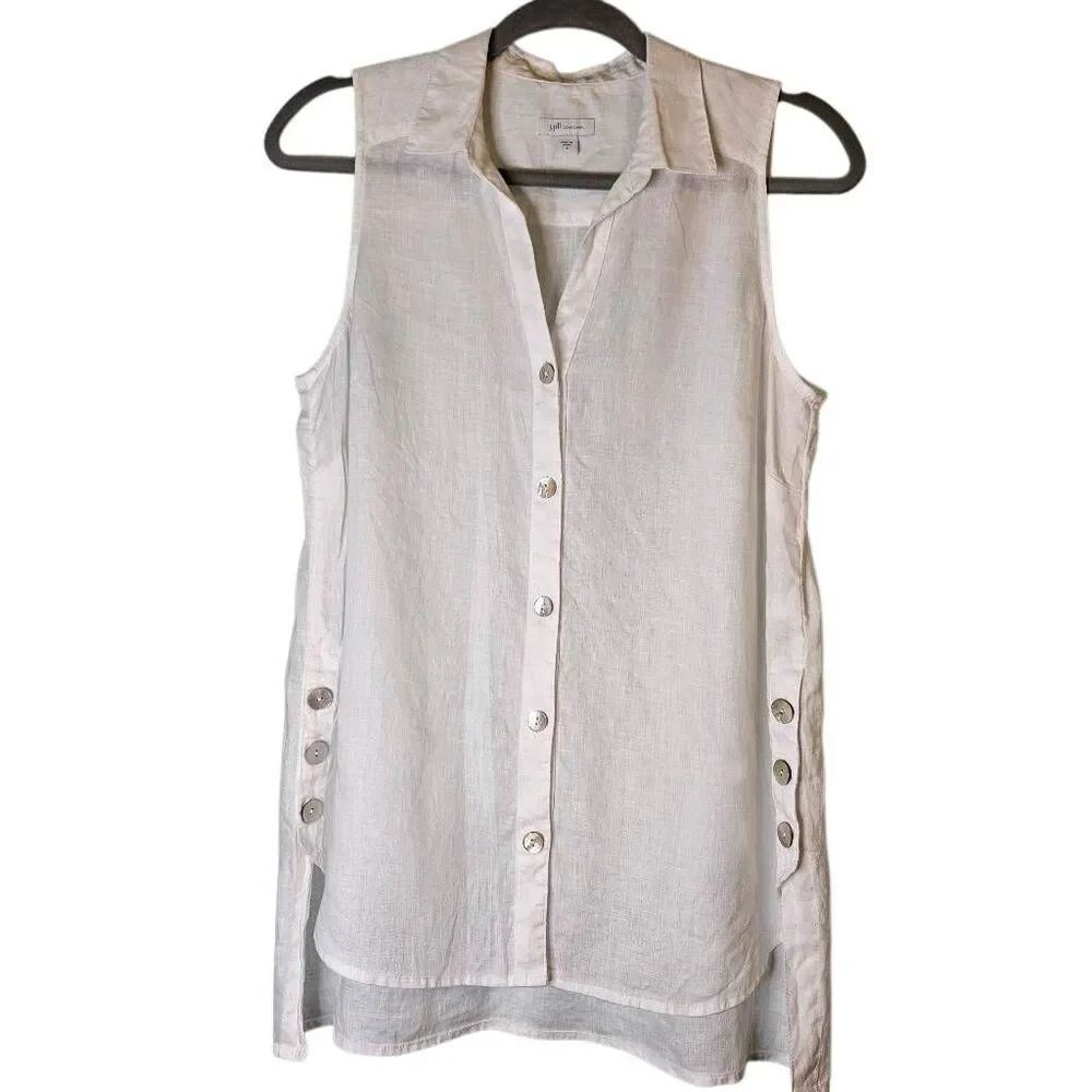 J.Jill sleeveless linen shirt, white. S, #987